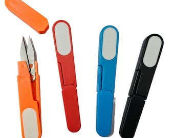 Portable Sewing Snips Thread Cutter Scissors Embroidery Snippers, Mini U Shape Scissor Thread Cutter Clipper with Safety Cover multi colour