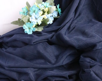 Tela de tul italiano extra suave azul marino, tela de malla, tul elástico, tela de malla elástica de 2 vías, tul suave, tul para vestido de fiesta, 59" de ancho