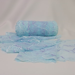 Feine 9" / 23cm Stretch-Spitze, Stretch-Spitze Trim Himmel blau glänzend, weiche Dessous-Spitze, Floral Dessous Spitze Trim verkaufen von 1 Meter, hohe Qualität