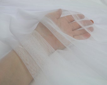Weißer, extra weicher italienischer Tüll, Mesh-Gewebe, Stretch-Tüll, 2-Wege-Stretch-Tüll für Brautcouture, Schleierstoff, Meterware, 150 cm breit