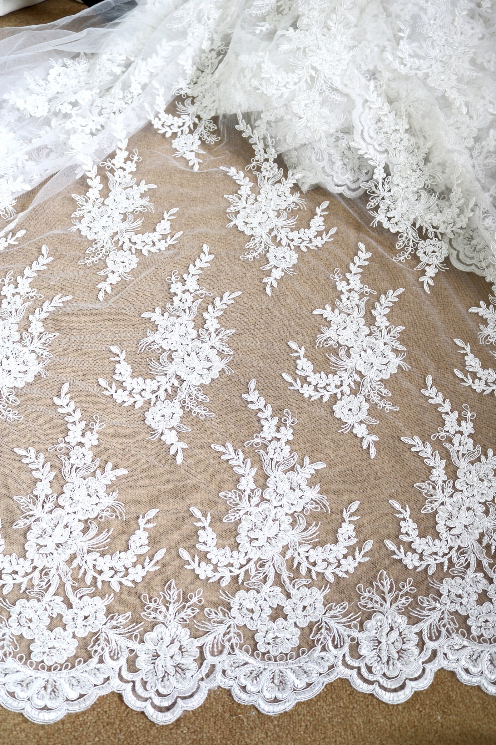 White Bridal Lace Fabric Lace fabric Bridal lace Embroidery Etsy
