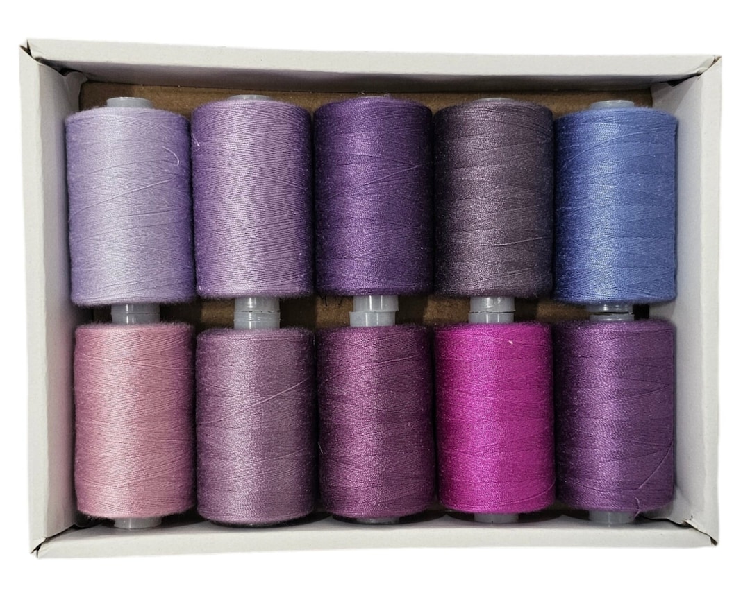 Polyester. Machine Thread High Quality Polyester Machine Thread, Purple Shades Sewing All Purpose ...