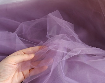 Dark Lilac Soft Tulle Fabric, 118" / 3m Wide, Mesh Fabric, Extra Soft Tulle for Skirts, Tutu, Tulle Dress, Bridal veil, Sold by the meter