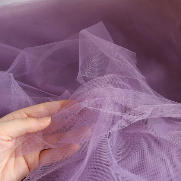 Dark Lilac Soft Tulle Fabric, 118" / 3m Wide, Mesh Fabric, Extra Soft Tulle for Skirts, Tutu, Tulle Dress, Bridal veil, Sold by the meter
