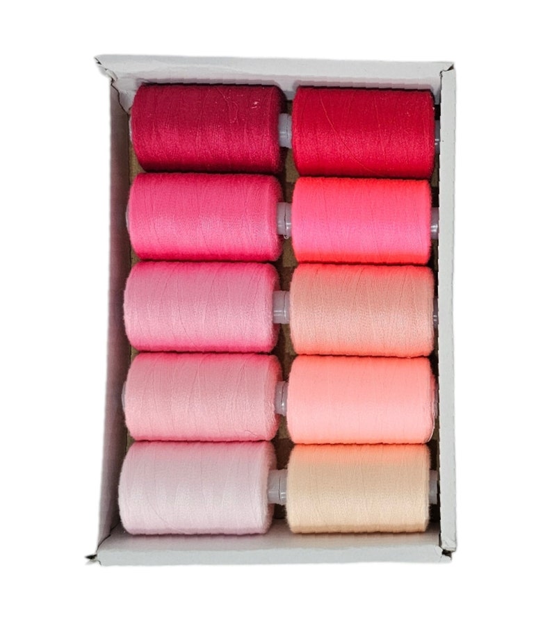 Polyester. Machine Thread High Quality Polyester Machine Thread, Pink Shades Sewing All Purpose ...