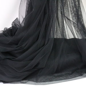 Black Extra Soft Italian Tulle, Mesh Fabric, Stretch Tulle, 2 way Stretch Tulle for Bridal couture, Veiling Fabric,Sold by the meter,59&quot;wide