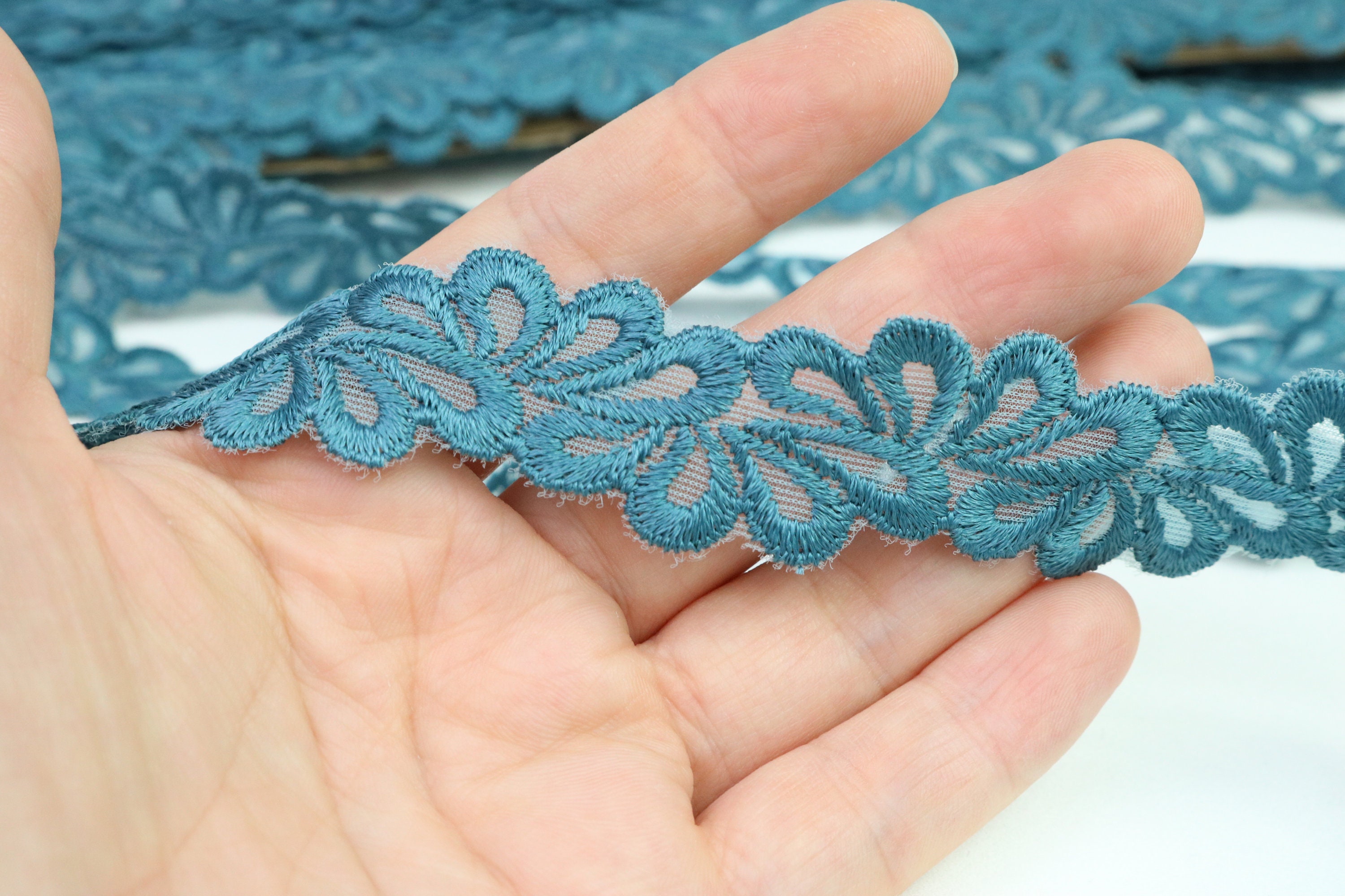 Teal on sale lace trim