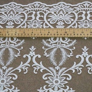 Elfenbensfärgat broderat spetstyg, brudspetstyg, blommig spets, spetstyg, tyllspetstyg, brudklänningsspets, transparent tyg, 133 cm bredd bild 10