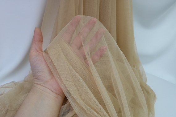 Nude Tulle Fabric, Nude Soft Small Hole Tulle Fabric, Bridal Tulle