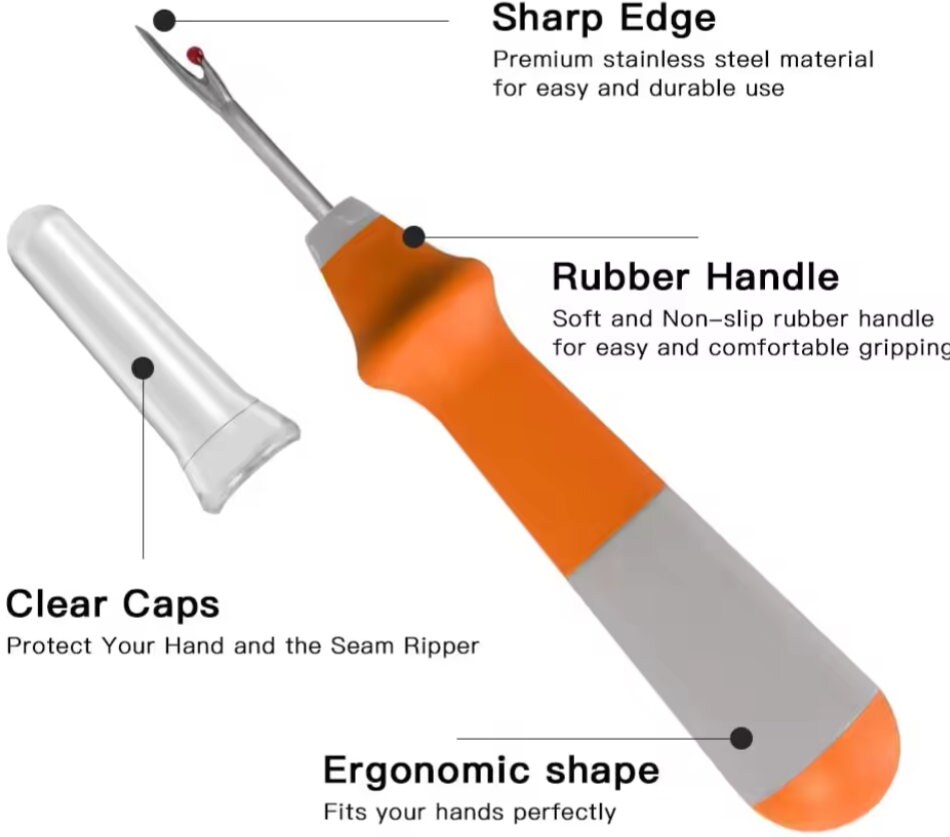 Comfort Easy Soft Grip Seam Ripper, Colorful Large Thread Remover Tool ...