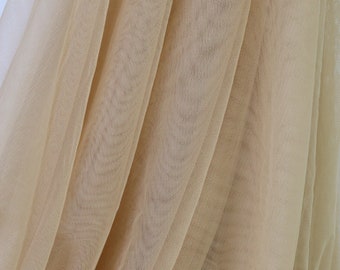 Beige Extra Weicher italienischer Tüll, Netzstoff, Stretch Tüll, 2-Wege-Stretch-Tüll für Brautcouture, Schleierstoff, Meterware, 150 cm breit