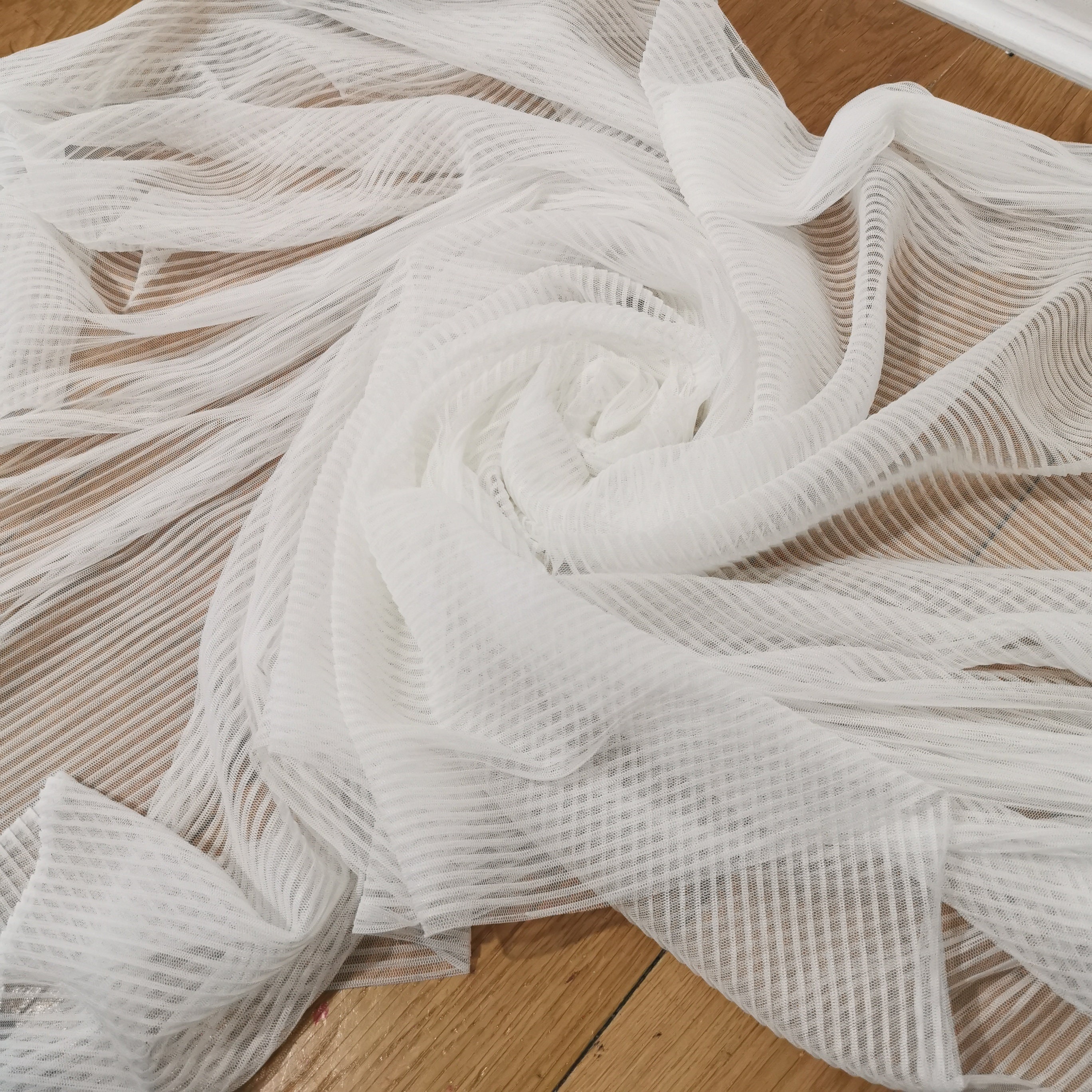 Wholesale Light Ivory Soft Pleated Tulle Fabric