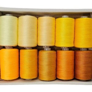 High Quality Polyester Machine Thread, Yellow Shades Sewing All Purpose ...