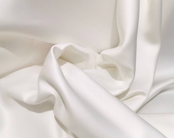 Ivory Double Faced Satin Fabric, Soft Matt Satin Fabric, Bridal Fabric, Royal Fabric, Wedding Dress Satin, Satin, Designer Fabric, 57" Width