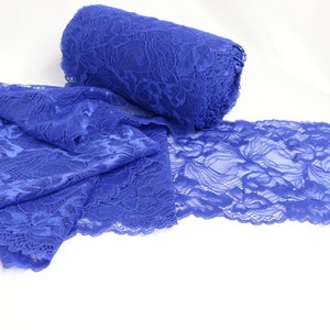 Feine 6,5" / 16,5 cm Stretch-Spitze, Stretch-Spitze Trim blaue Farbe, weiche Dessous-Spitze, Floral Dessous Lace Trim verkaufen von 1 Meter, hohe Qualität