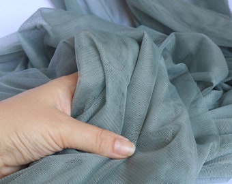 Tulle italien extra doux gris argenté, tissu résille, tulle extensible, tissu résille extensible dans les 2 sens, tulle doux, tissu de mariée, 59 po. de large