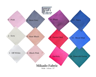 Tela de satén mikado, disponible en 12 colores, tela para novias, tela real, tela de sarga mikado de poliéster, tela de diseño, 57" de ancho