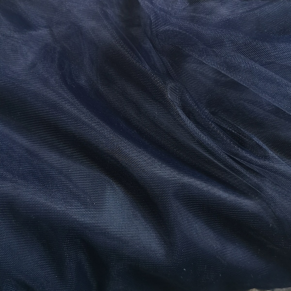 Midnight Blue Soft Tulle Fabric, 118" / 3m Wide, Mesh Fabric, Extra Soft Tulle for Skirts, Tutu, Tulle Dress, Bridal veil, Sold by the meter