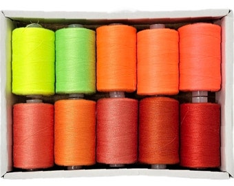 High quality Polyester machine thread, Orange and Neon Shades Sewing All Purpose threads, 1000m reels Machine & Hand Sewing Thread, Thread