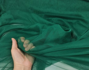 Extra Weicher Italienischer Tüll Stoff, Mesh-Gewebe, Stretch Tüll Emerald Grün, 2-Wege Stretch Tüll für Braut Couture, Meterware, 150 cm Breite
