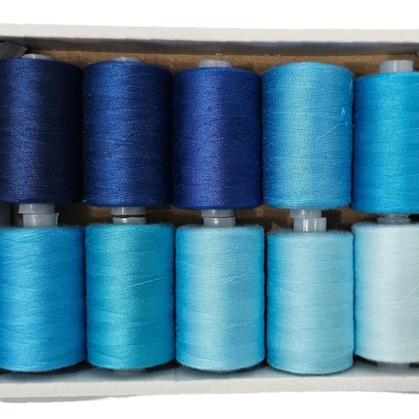 High quality Polyester machine thread, Blue Shades Sewing All Purpose threads, 1000m reels Machine & Hand Sewing Thread, 1000m Spool Thread