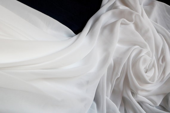 Hi-multi Chiffon Fabric, White Chiffon Fabric, Ivory Chiffon, Sheer Fabric,  Bridal Fabric, Wedding Chiffon, Chiffon Dress Fabric 59 Wide 