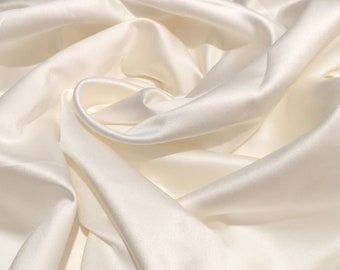 PREMIUM Lekki materiał satynowy Duchess w kolorze kości słoniowej, satyna ślubna Duchess, satyna ślubna, tkanina ślubna, satyna na suknię ślubną, satyna, szerokość 150 cm/59 cali