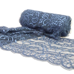 Feine 9" / 23cm Stretch-Spitze, Stretch-Spitze Trim dunkelblaue Farbe, weiche Dessous-Spitze, Floral Dessous Spitze Trim verkaufen von 1 Meter, hohe Qualität