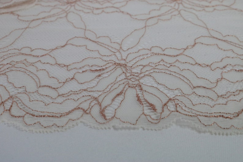 Lingerie Lace Trim sell by 1 meter Soft Lingerie Lace High Quality Stretch Lace Trim Beige with Rose Gold Fine 7 18cm Stretch Lace