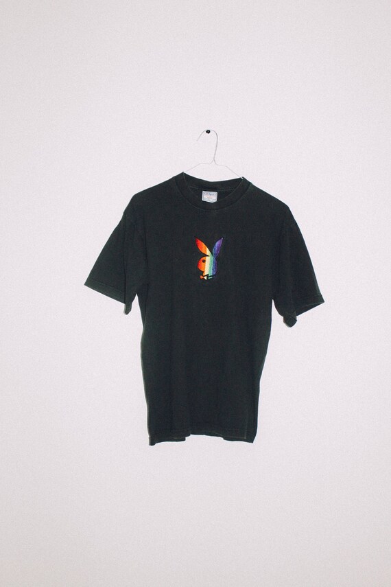 Vintage Playboy Bunny Rainbow Logo Embroidered T-s