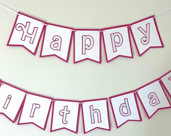 Pink White Girls Birthday Banner Doll Birthday Banner Pink Girl Birthday Decorations