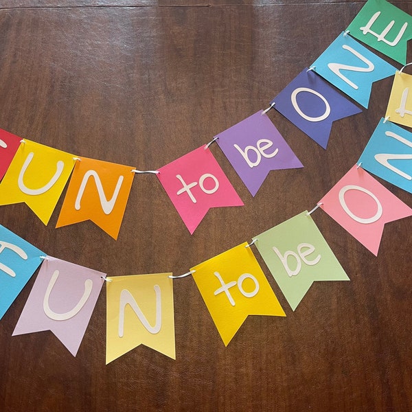 FUN to be ONE Rainbow Banner, Smash Cake Photo Banner, One Banner, 1st Birthday Backdrops, Happy Birthday Banner