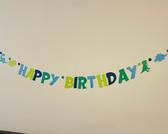 Dino Theme Birthday Banner, Personalized Birthday Banner, Dino Birthday Garland , Kids Birthday Banner. Dinosaur Birthday Decorations
