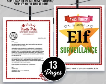 SUPER EASY Christmas Elf Letter Bundle, Goodbye & Arrival, Personalized Notes, Elf Surveillance Sign, Ideas and Plans, Tags PRINTABLE