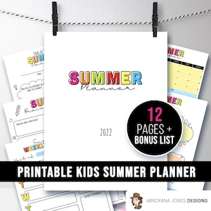 Kids Summer Planner Printable, Activity Bucket List, Goals, Daily Weekly Schedule, 2022 Calendar, Interview Keepsake, Reading Log, Memory