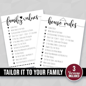 3 Family House Rules Signs | Instant Download | Personalized Print Art | Learn Everyday | Home Values | PowerPoint | Digital Bundle EDITABLE