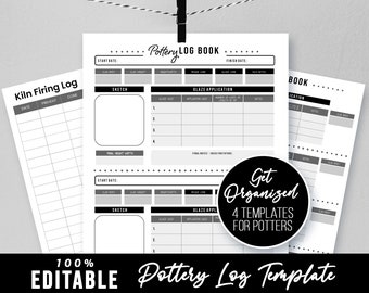 Editable Pottery Ceramics Log Book, Printable, Clay Diary, Digital Instant Download, PPTX, PDF, Letter Size