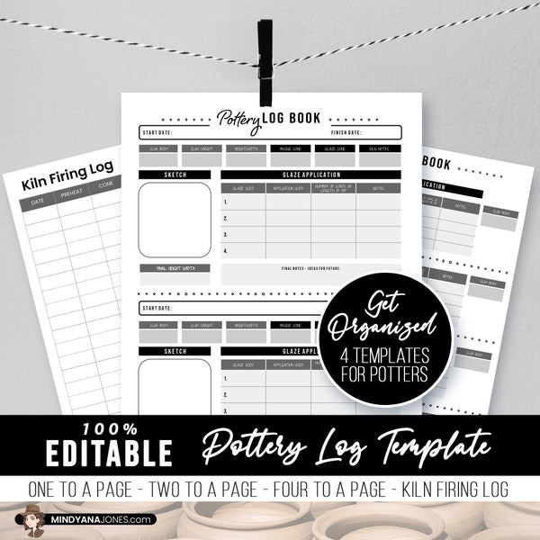 Editable Pottery Ceramics Log Book, Printable, Clay Diary, Digital Instant Download, PPTX, PDF, Letter Size