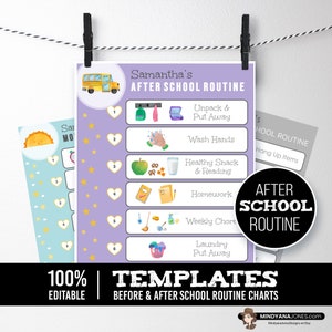Before & After School Routine Charts for Little Kids Template, Preschool Kindergarten Elementary, Daily Schedule, Printable, EDITABLE PPTX