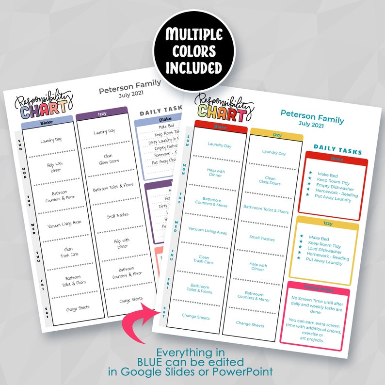 2-3 Multiple Kids & Family Chore Charts | Instant Download | Printable ...