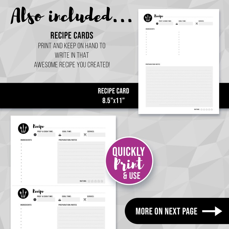 Recipe Binder Template &amp; Dividers Printable Family Cookbook - Etsy