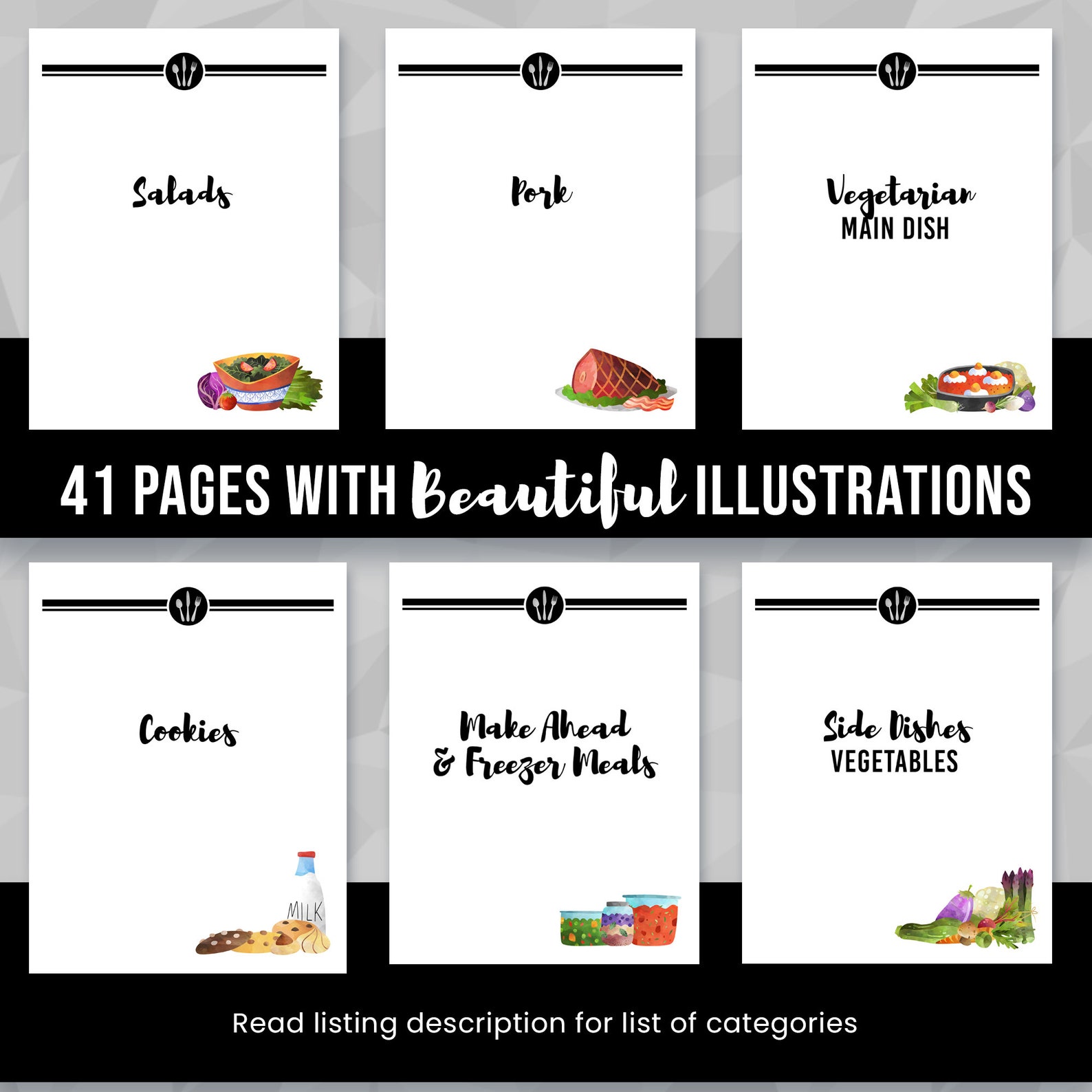 Printable Recipe Binder Dividers Set Great for 3-ring - Etsy