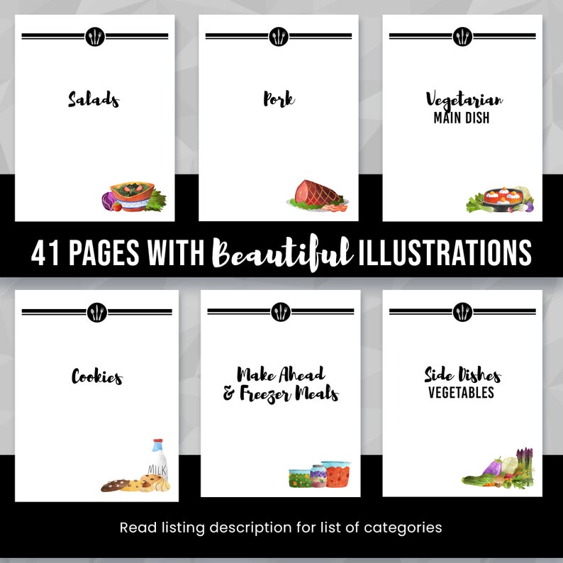 Printable Recipe Binder Dividers Set Great for 3-ring - Etsy
