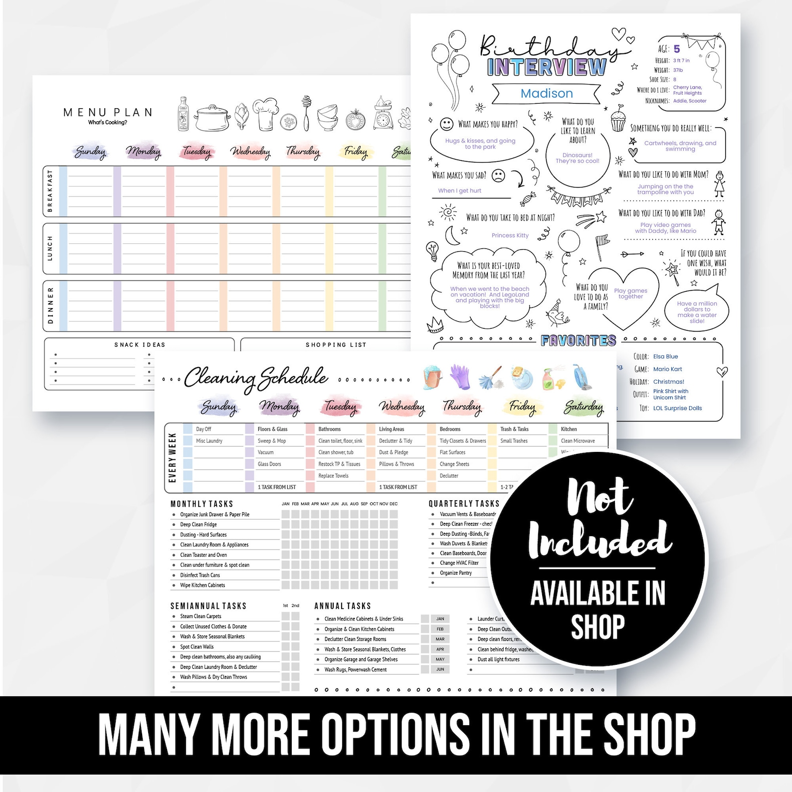 Family Cleaning Cards Editable Printable Chore Checklist for - Etsy