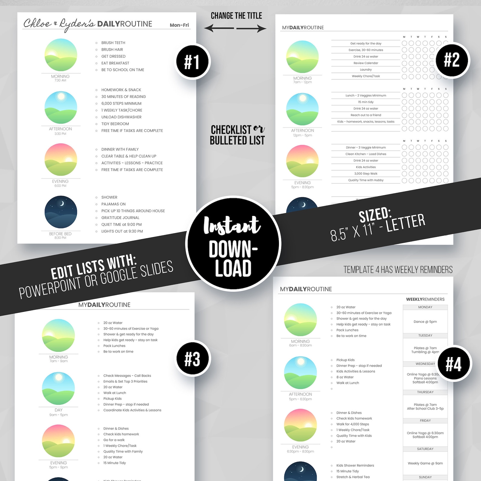 4 Daily Routine Checklists for Adults Kids Teens To Do List | Etsy