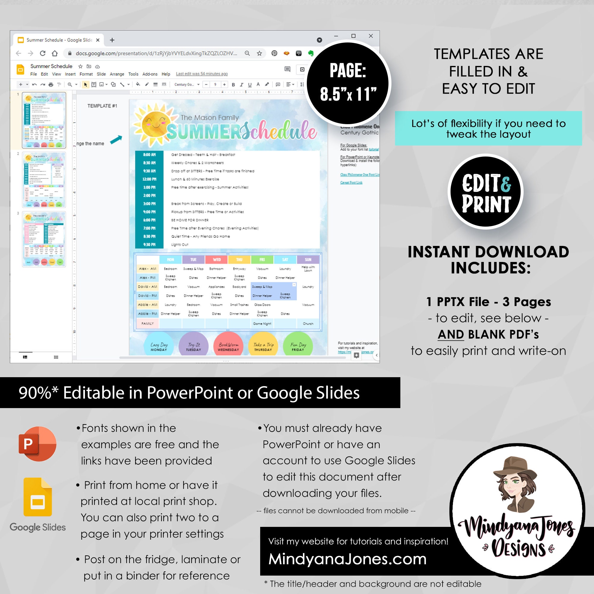 Family SUMMER Schedule Kids To-do List Daily &amp; Weekly - Etsy