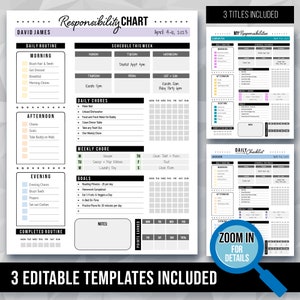 The Ultimate Responsibility Chart! Printable Editable | for Daily ...