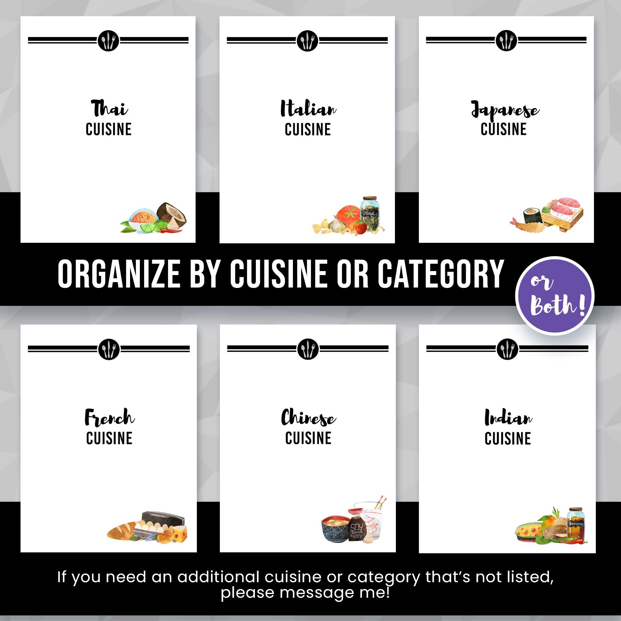 Printable Recipe Binder Dividers Set Great for 3-ring - Etsy