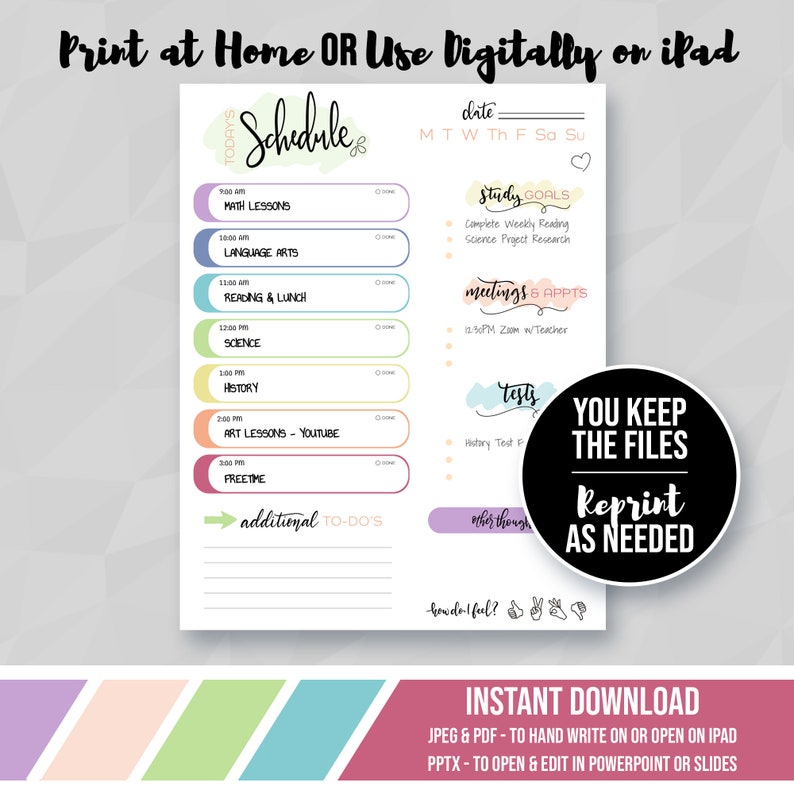 5 Printable School Planners Daily Schedules Homeschool Etsy
