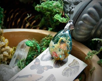 Botanical Resin Pendant: Real Flower Necklace, Leather Cord